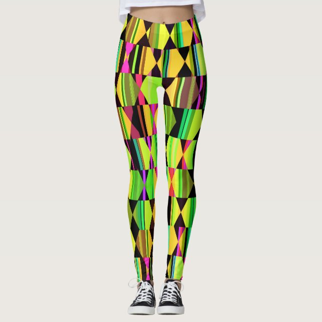 Legging Design Geométrico Moderno em Amarelo (Frente)