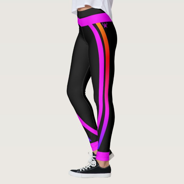 Legging Design Geométrico Moderno Rosa Preto (Esquerda)
