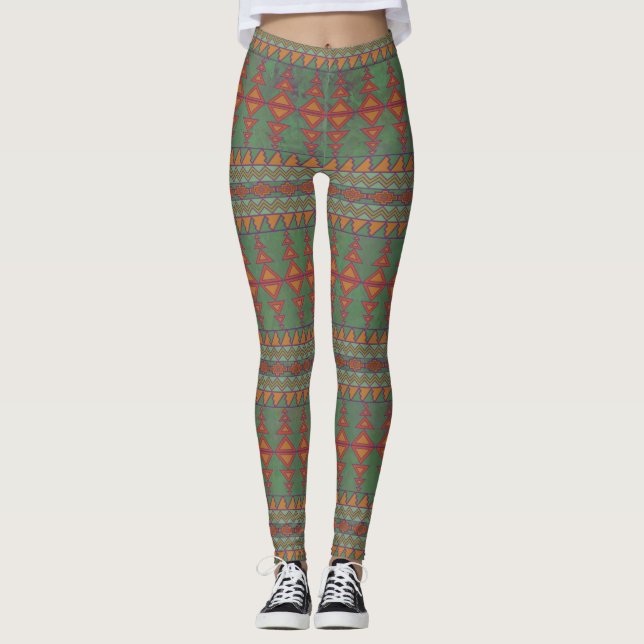Legging Design Geométrico Sudoeste Sagebrush (Frente)