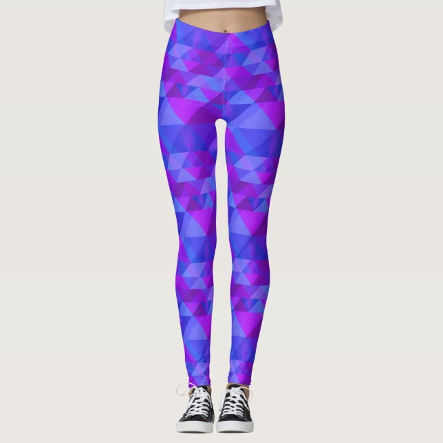 Legging Design Geométrico Triangular Azul Púrpura (Frente)