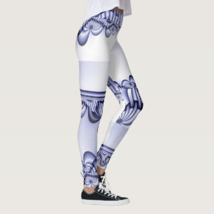 Legging Design Gráfico - azul branco preto contínuo 01