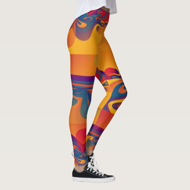 Legging Design Gráfico - vermelho amarelo azul contínuo 01 (Direita)