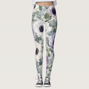 Legging Design Moderno de Anêmona e Eucalipto