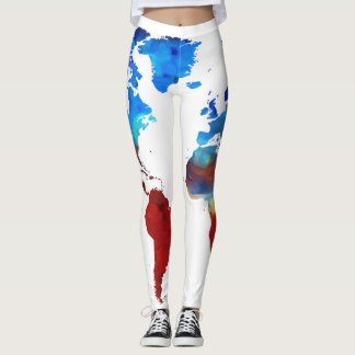 Legging Design moderno do mapa do mundo em caneleiras