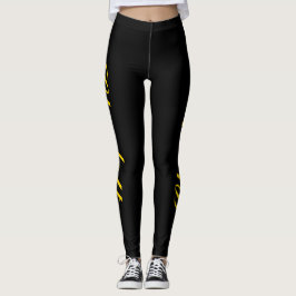 Legging Design o seu próprio nome nas coxas pretas do Na m