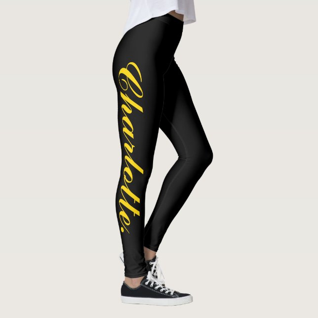 Legging Design o seu próprio nome nas coxas pretas do Na m (Direita)