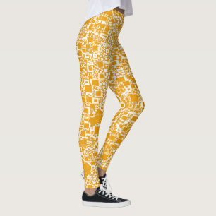 Legging Design ouro Mini Azulejo Amarelo e Branco