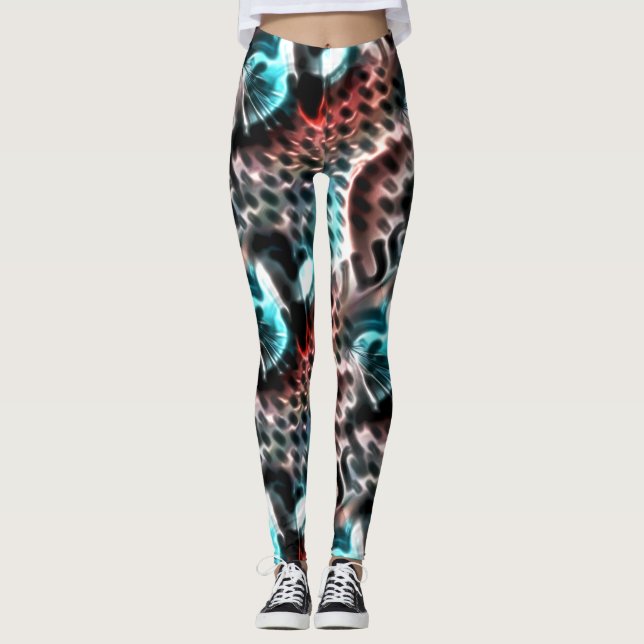 Legging Design perfurado com gotas de tinta no vinho t (Frente)