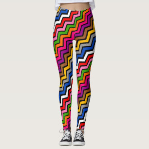 Legging Design Preto Zigzag Multicolorido
