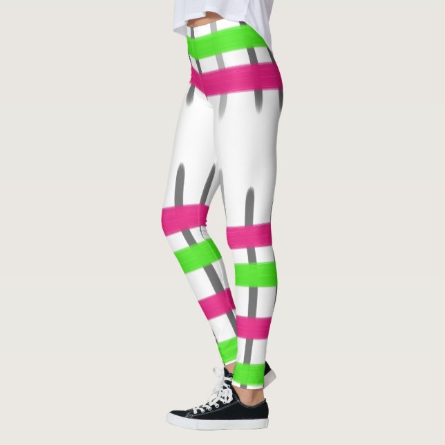 Legging Design rosa e verde com risca (Esquerda)