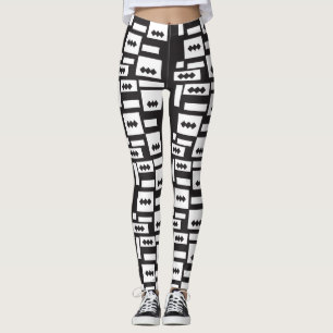 Legging Design simétrico geométrico branco com nítido, cír