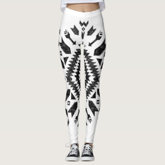 Legging Design Tribal: Preto Branco Desenho-Mão