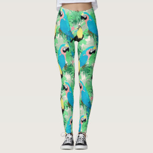 Legging Design tropical de aves e folhas exóticas moderna