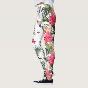 Legging Design Tropical Floral, Aves Marinhas, Borboletas