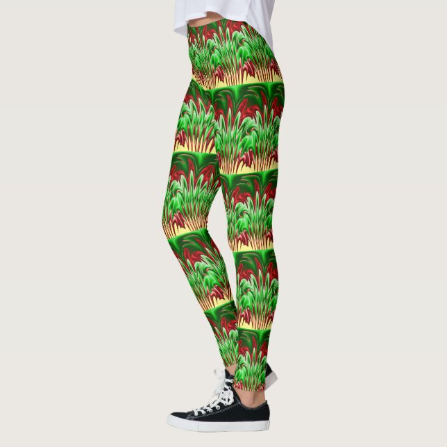 Legging Design Verde e Vermelho Flamejante (Esquerda)