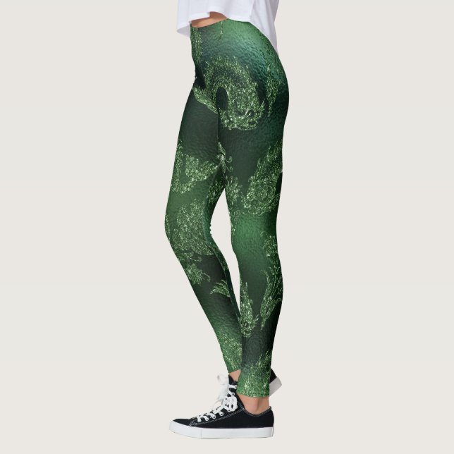 Legging design verde-sereia de ouro azul-brilhante (Esquerda)
