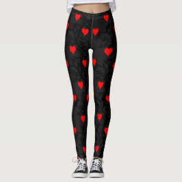 Legging Design vermelho dos corações no preto