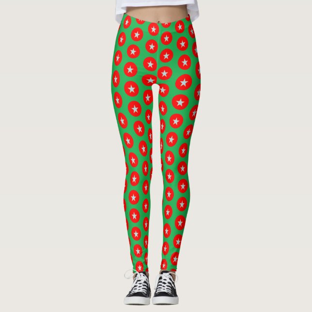 Legging design vermelho e verde de Natal (Frente)