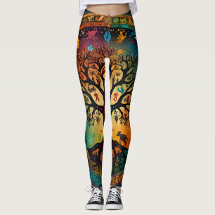 Legging Design vívida vívida em árvore