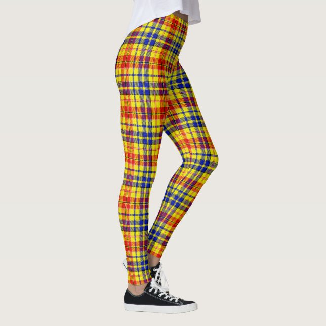Legging Design Xadrez Escocês Amarelo Vermelho Azul (Direita)