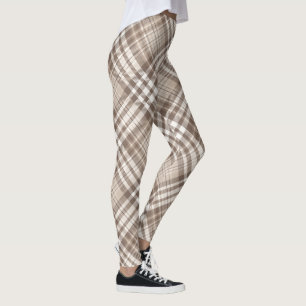 Legging Design Xadrez Escocês Tom Terra Neutro