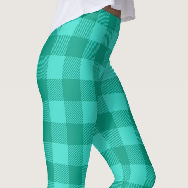 Legging Design Xadrez Gingham Azul Verde e Turquesa  (Criador carregado)