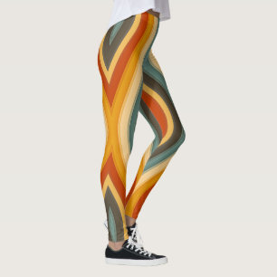 Legging Designer de Estilo de Vintagem de Cores Retroativa