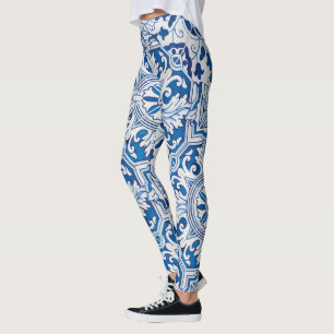 Legging Designs azuis azulejos portuguesas