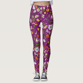 Legging Designs do Dia das Bruxas em Pernas Púrpuras