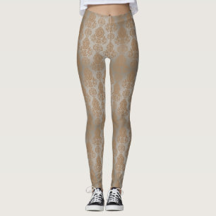 Legging Deslocamento "Burnout Look" do Filigree do Damask 