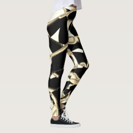Legging Destroyed beige and black scraps or tape on clear