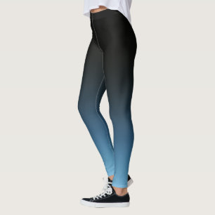 Legging Desvanecimento do Gradiente do Mão Preto para Azu
