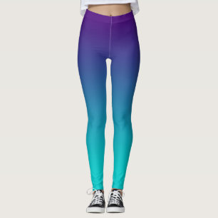 Legging Desvanecimento do Ombre de Turquesa Roxo