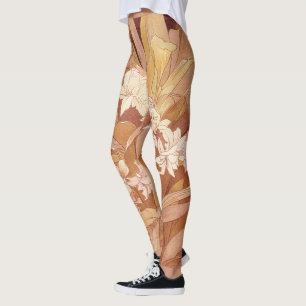 Legging Detalhe Floral Art Nouveau de Alphonse Mucha