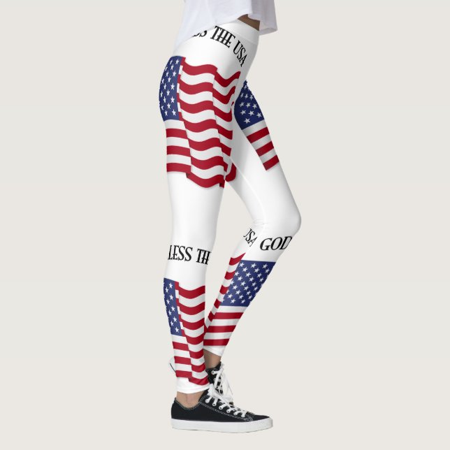 Legging Deus Abençoe os EUA Com Bandeira (Direita)