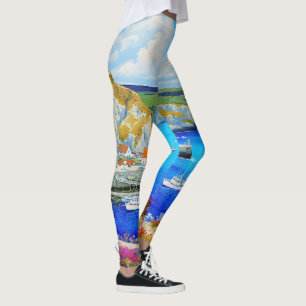 Legging "Devon Harbor Dreamscape" - Uma paisagem marinha i