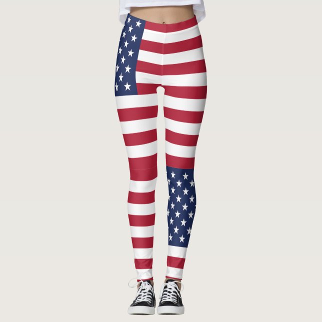 Legging Dia da Independência de Bandeira Americana (Frente)