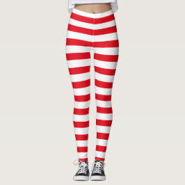 Legging Dia das Bruxas de Natal Red & White Strips