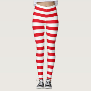 Legging Dia das Bruxas de Natal Red & White Strips