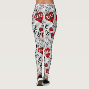 Legging Dia de os namorados Coração XO Adorável Vermelho P