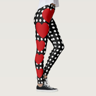 Legging Dia de os namorados Corações Vermelhos Bolinhas Br