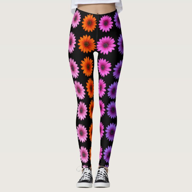 Legging Dia de os namorados Floral Romântico Preto (Frente)