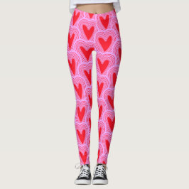 Legging Dia de os namorados Vermelho Rosa Impressão