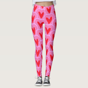 Legging Dia de os namorados Vermelho Rosa Impressão