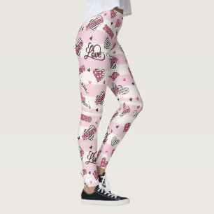 Legging Dia de os namorados XOXO na moda, Padrão