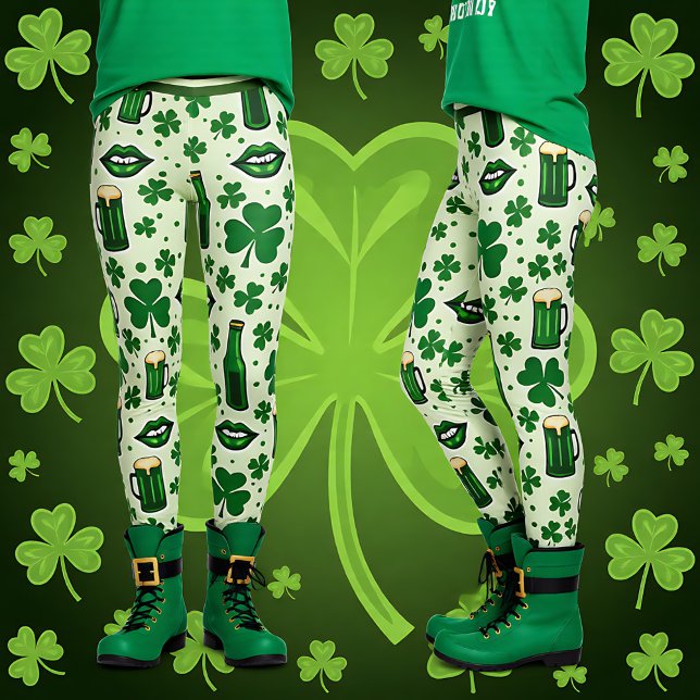 Legging Dia de São Patrício Chug Clover (St. Patrick’s Day Clover Chug Leggings)