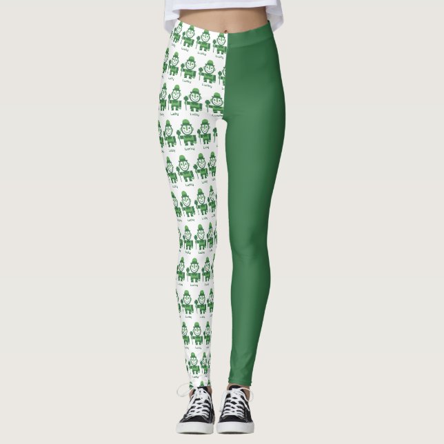 Legging Dia de São Patrício com Leprechaun Sortudo minimal (Frente)