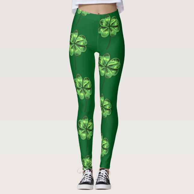 Legging Dia de São Patrício com trevos em verde (Frente)