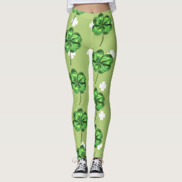 Legging Dia de São Patrício com trevos em verde