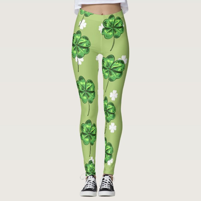 Legging Dia de São Patrício com trevos em verde (Frente)